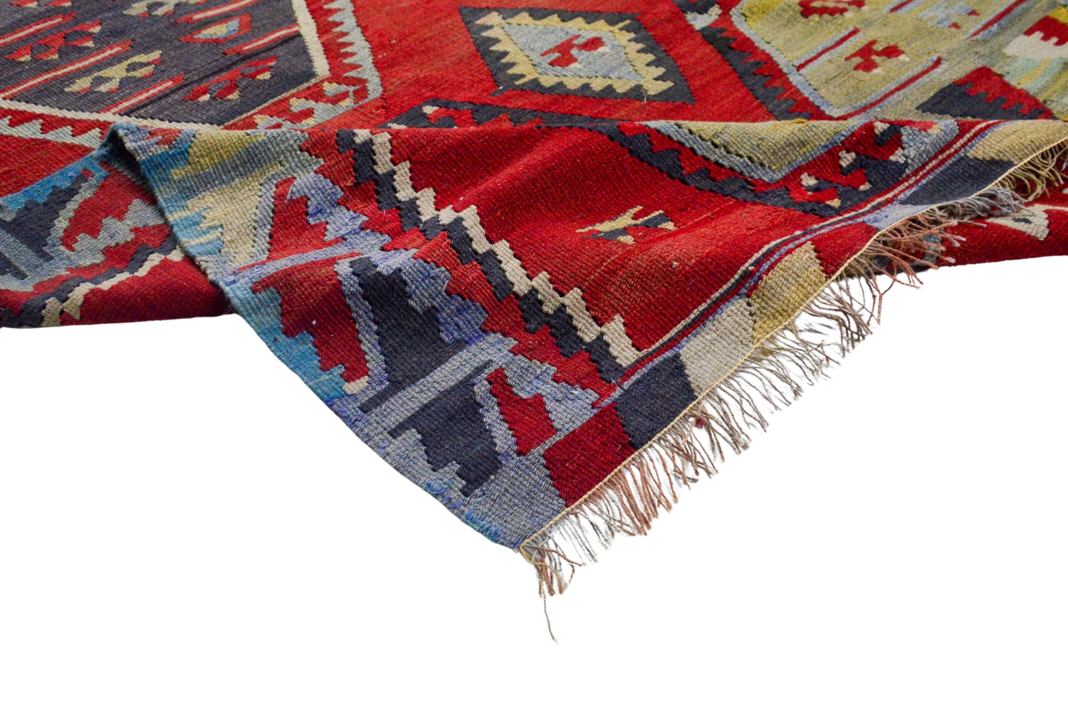 Yelbeyi / 8x11 Oversize Red Turkish Kilim Rug Texture