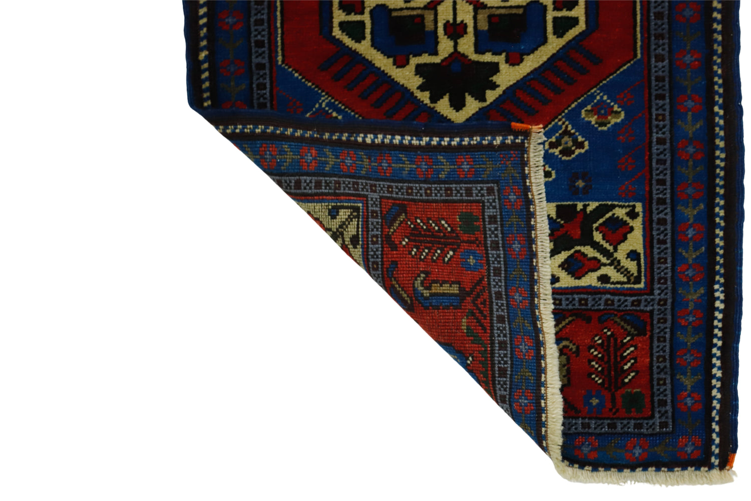 Yenice / 1x3 Blue Vintage Turkish Area Rug Back Side