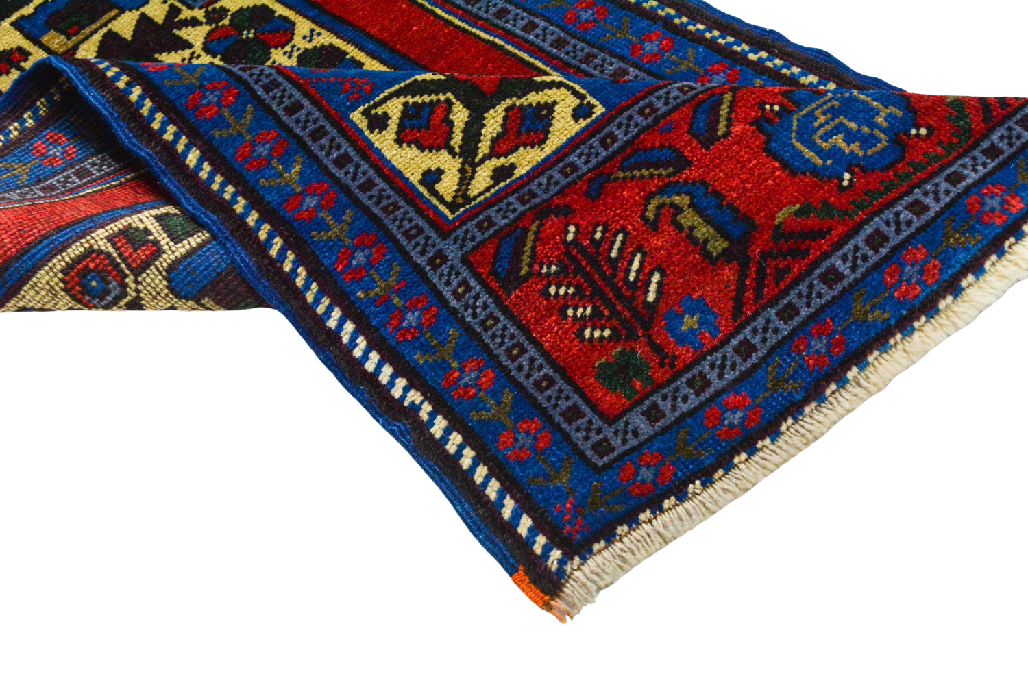 Yenice / 1x3 Blue Vintage Turkish Area Rug Texture