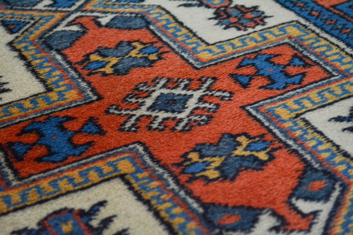 Yuları / 2x10 Vintage Wool Boho Rug Runner Detail