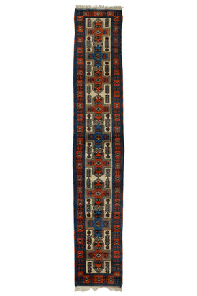 Yuları / 2x10 Vintage Wool Boho Rug Runner Front Side