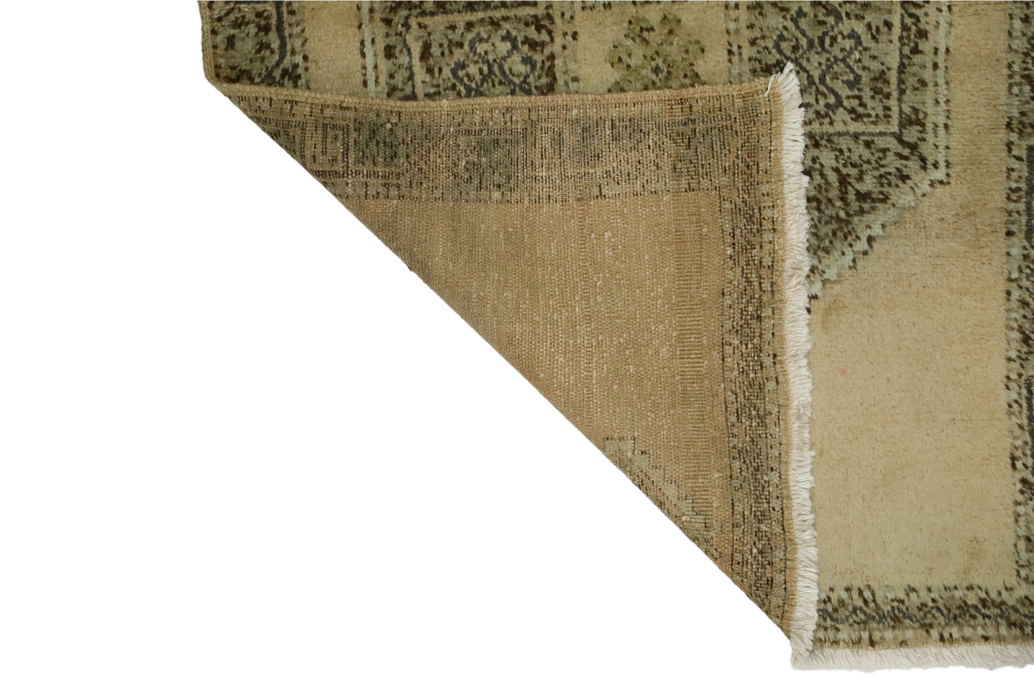 Yunak / 4x11 Vintage Pastel Hallway Rug Runner Back Side