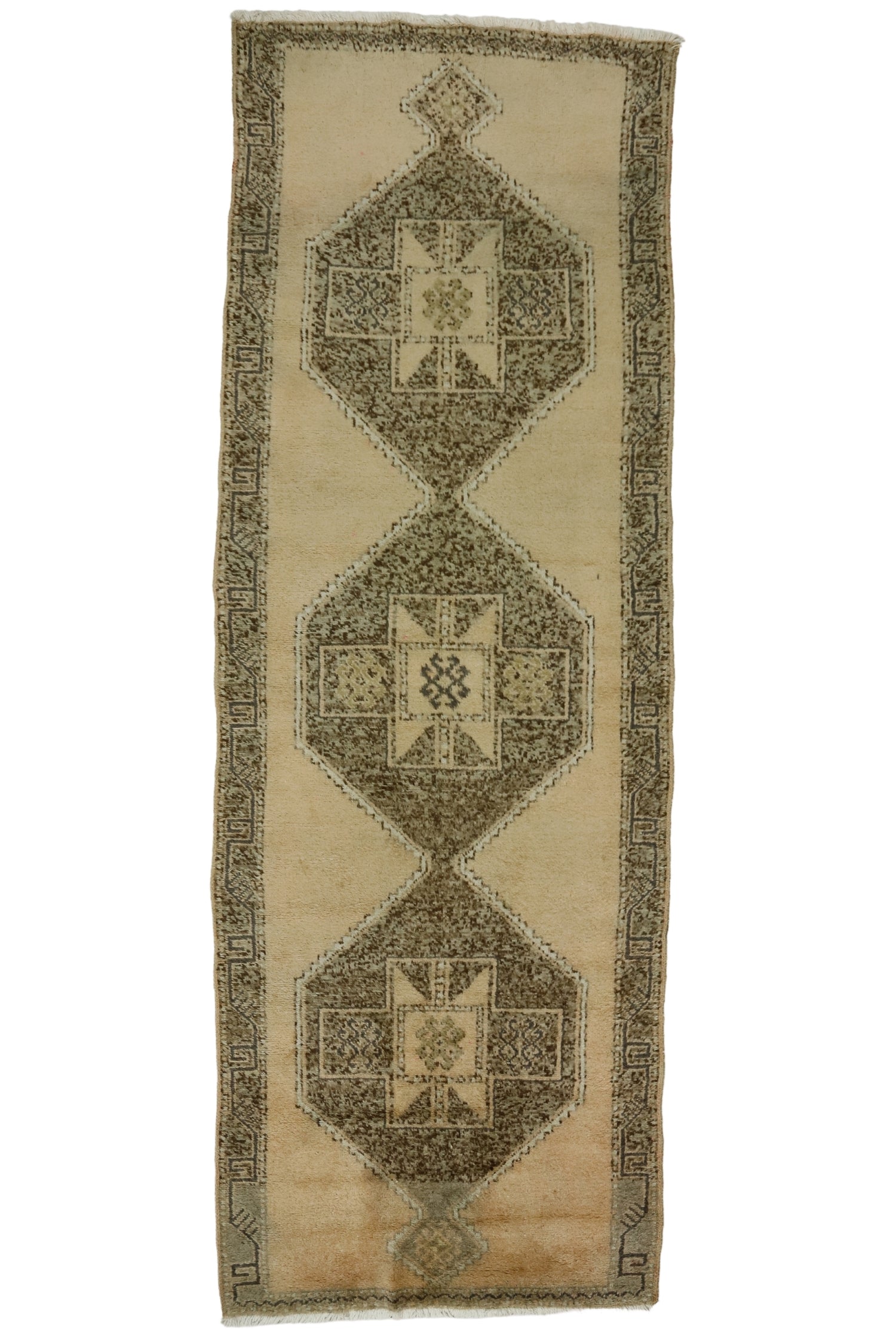 Yunak / 4x11 Vintage Pastel Hallway Rug Runner Front Side