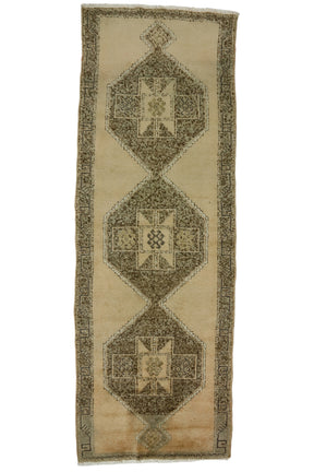 Yunak / 4x11 Vintage Pastel Hallway Rug Runner Front Side