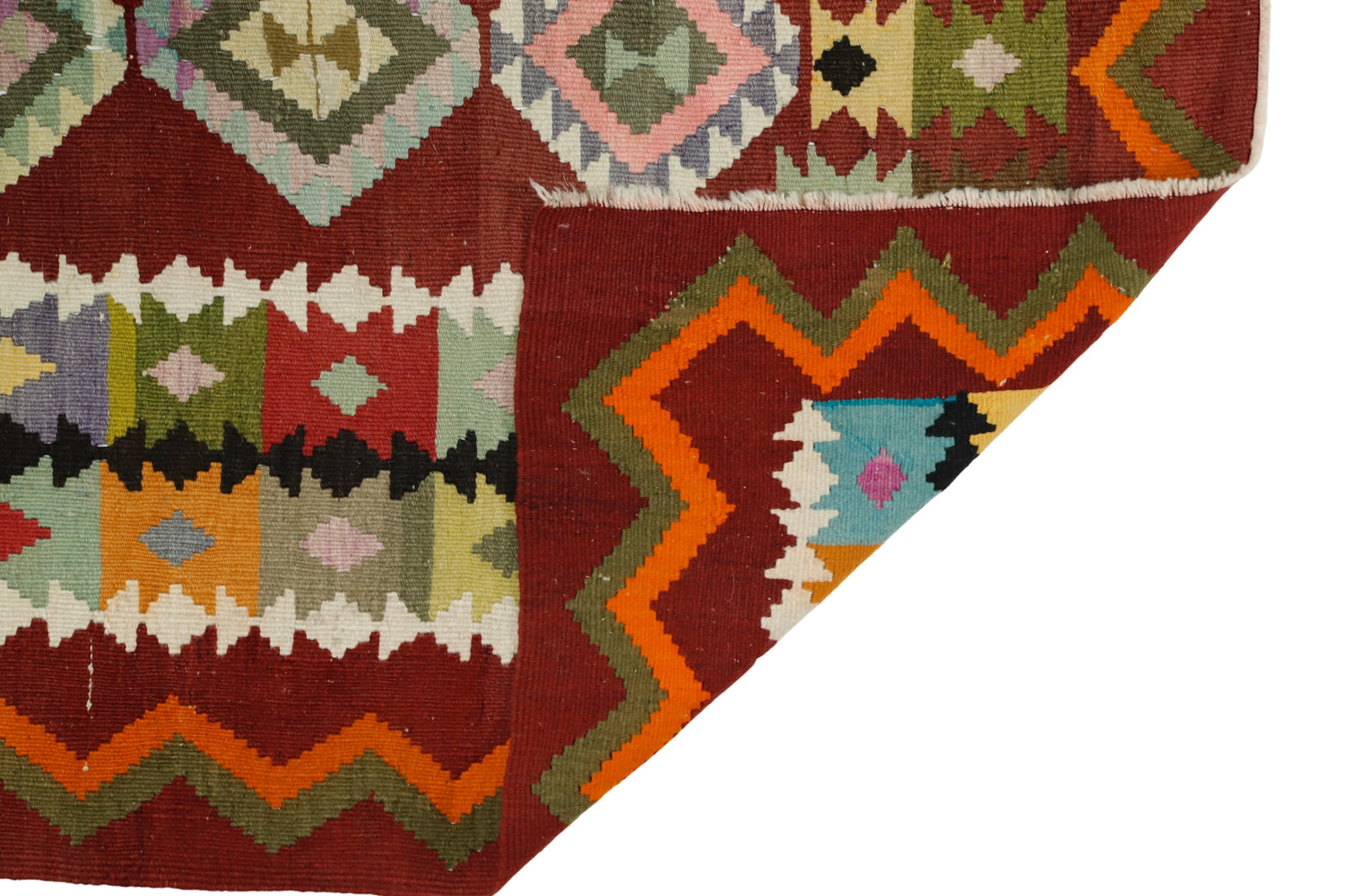 Zaferiye / 5x7 Wool Oriental Handmade Kilim Rug Back Side