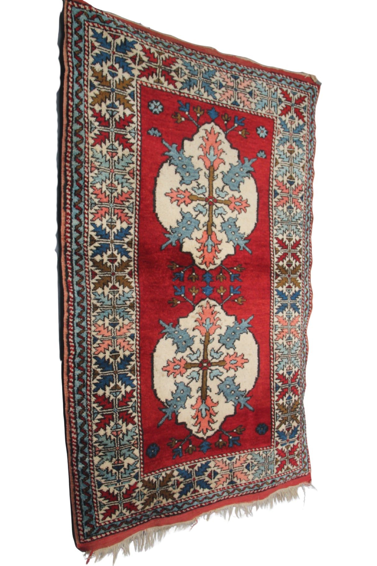 Vintage Red Accent Carpet - 3x5 ft | Handmade Tribal Nomadic Rug for Living Room