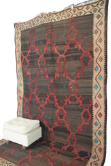 Oversize Vintage Brown Kilim - 6x10 ft | Handmade Bohemian Turkish Rug
