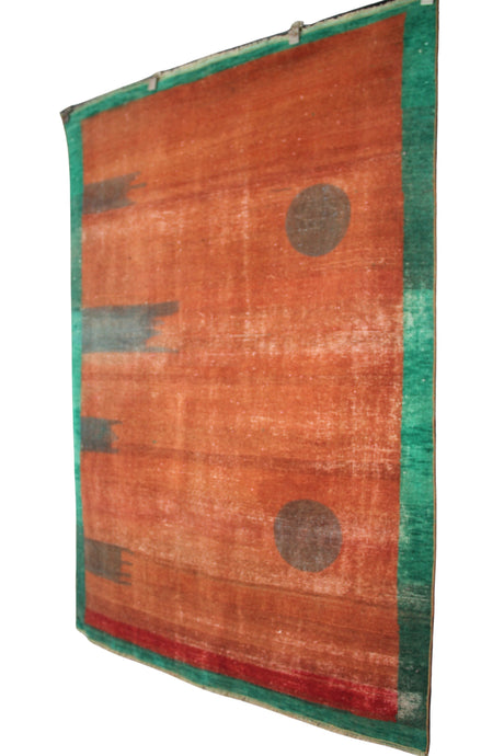 Vintage Handmade Orange Rug - 4x6 ft | Bohemian Wool Turkish Carpet for Area