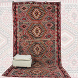Curated Vintage Kilim Rug - 5x11 ft | Handmade Oriental Area Rug for Living Room