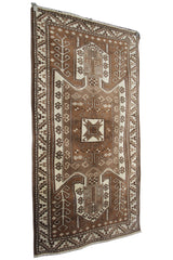 Neutral Vintage Handmade Rug - 3x6 ft | Tribal Boho Turkish Carpet for Living Room