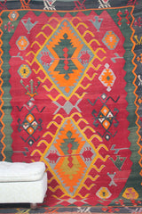 Curated Vintage Red Kilim - 6x9 ft | Handmade Anatolian Rug for Rustic Area