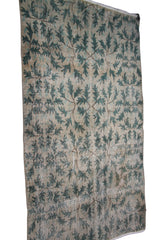 Beige and Green Vintage Rug - 3x6 ft | Handmade Boho Turkish Carpet