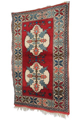 Vintage Red Accent Carpet - 3x5 ft | Handmade Tribal Nomadic Rug for Living Room