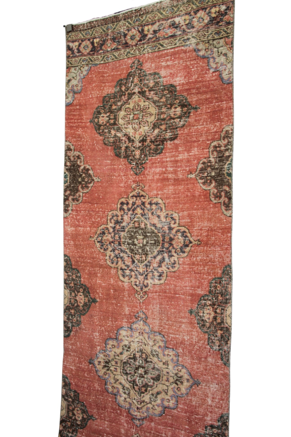 Vintage Red Turkish Runner - 3x11 ft | Handmade Wool Antique Carpet for Hallway