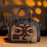 Kite MadameOttoman Handmade Antique Kilim & Leather Mini Tote Bag | Bohemian Mini Tote