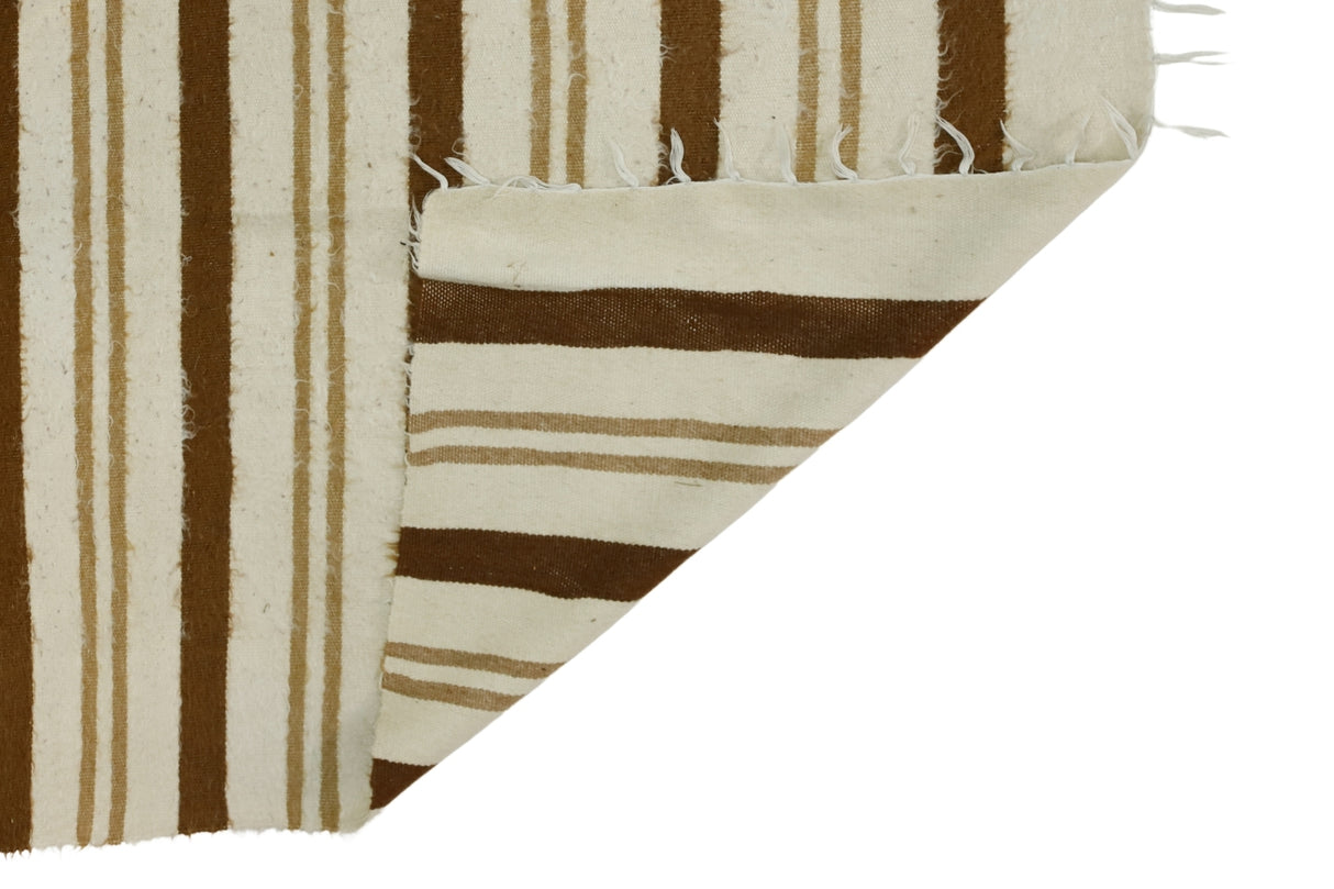Bej-Kahverengi Çizgi Desenli Vintage Kilim / Narince 114 x 175 cm