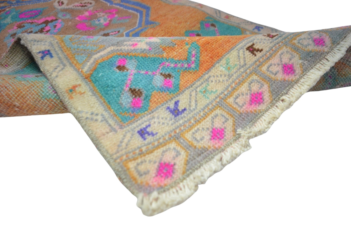Antika El Dokuma Çiçek Desenli Halı / Besni 53 x 103 cm