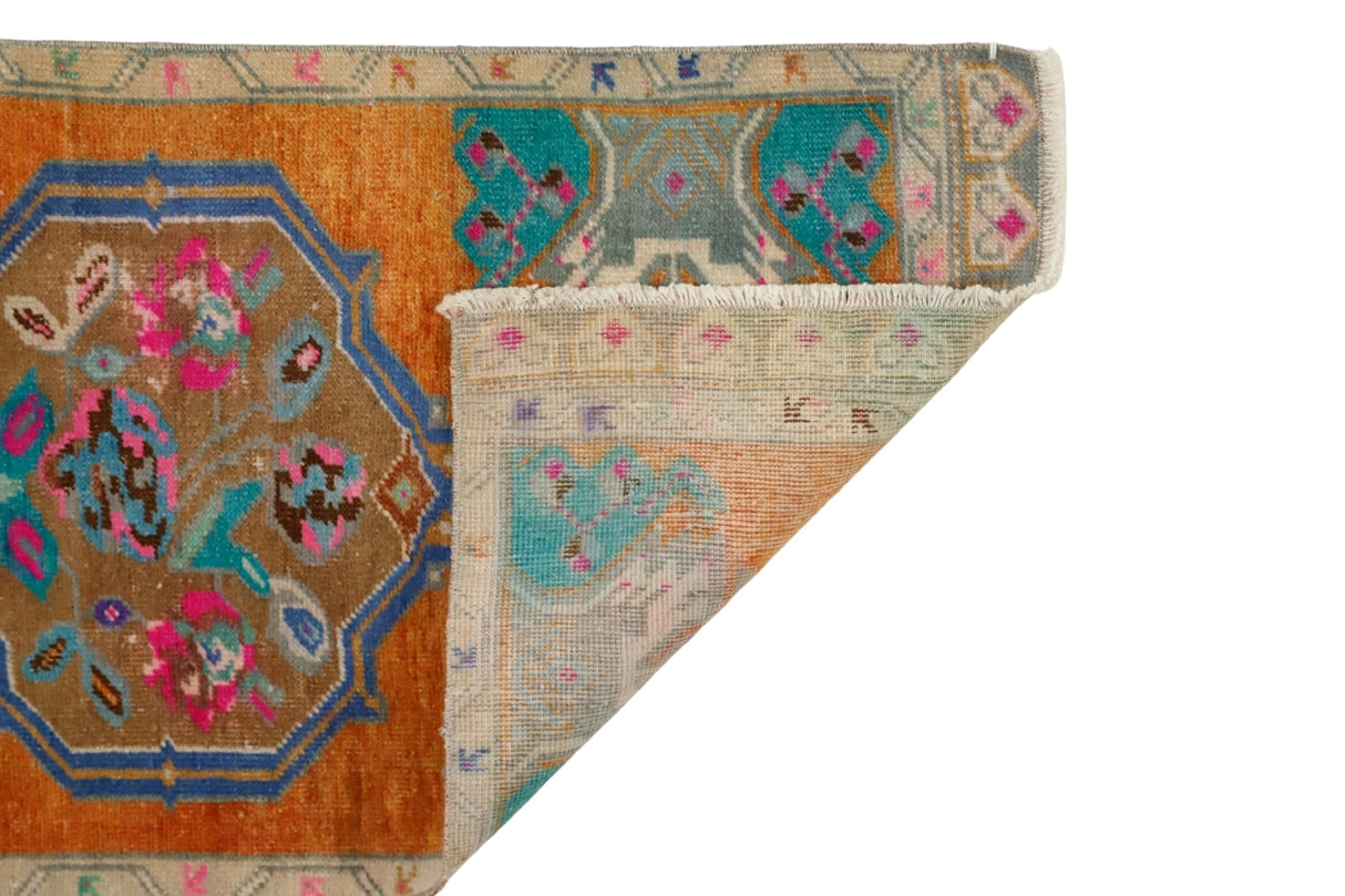 Antika El Dokuma Çiçek Desenli Halı / Besni 53 x 103 cm